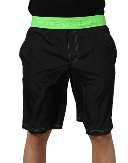 Dolce & Gabbana Black Green Logo Waistband Beachwear Short Swimwear – IT4 | S par Dolce & Gabbana | Disponible sur Sandy Store ByNet