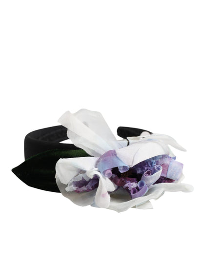 Dolce & Gabbana Black Green Silk Purple White Floral Appliqué Accessory Headband – par Dolce & Gabbana | Disponible sur Sandy Store ByNet