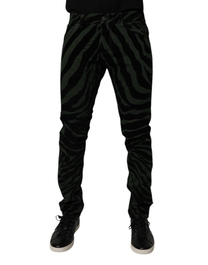 Dolce & Gabbana Black Green Stripes Cotton Skinny Denim Jeans – IT48 | M par Dolce & Gabbana | Disponible sur Sandy Store ByNet
