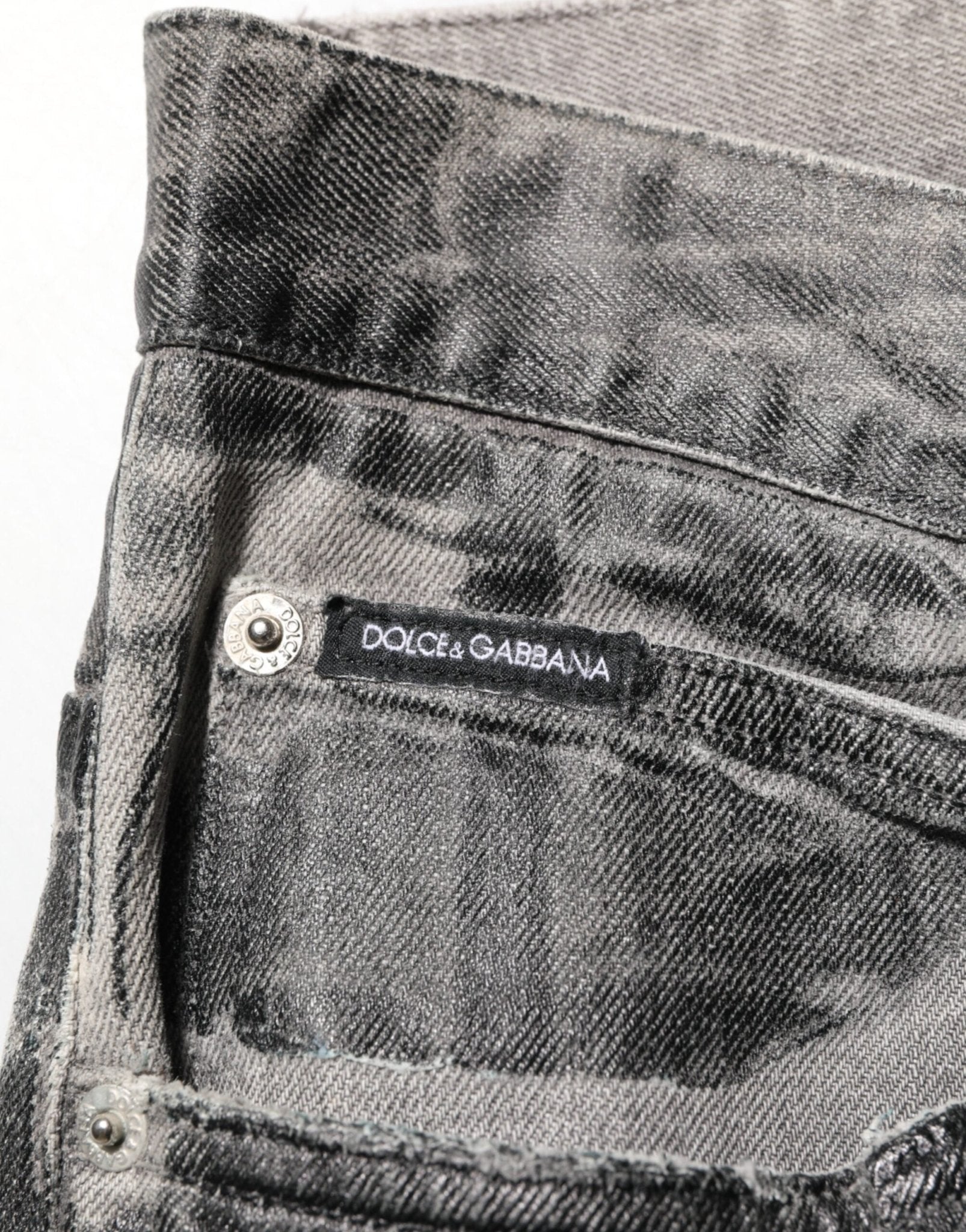 Dolce & Gabbana Black Grey Graphic Print Denim Pants Jeans – IT48 | M par Dolce & Gabbana | Disponible sur Sandy Store ByNet