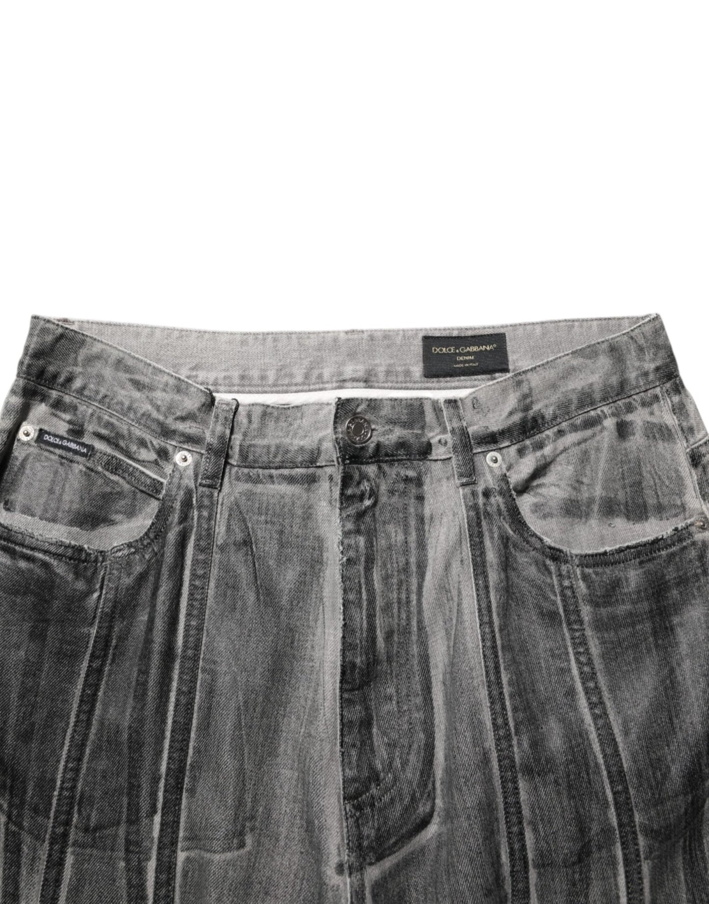 Dolce & Gabbana Black Grey Graphic Print Denim Pants Jeans – IT48 | M par Dolce & Gabbana | Disponible sur Sandy Store ByNet