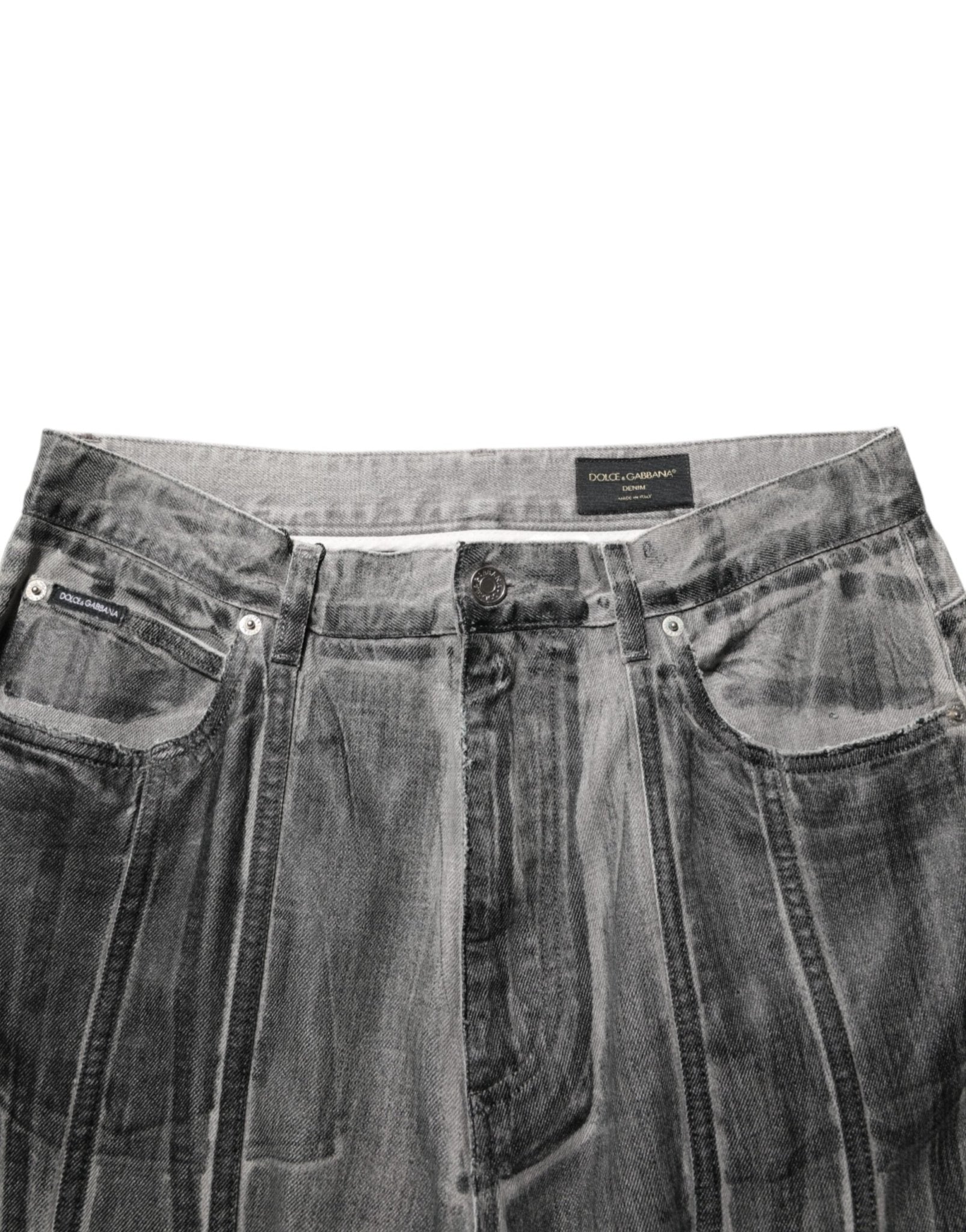 Dolce & Gabbana Black Grey Graphic Print Denim Pants Jeans – IT48 | M par Dolce & Gabbana | Disponible sur Sandy Store ByNet