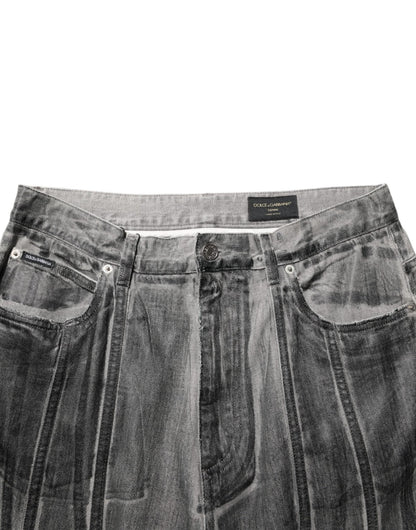 Dolce & Gabbana Black Grey Graphic Print Denim Pants Jeans – IT48 | M par Dolce & Gabbana | Disponible sur Sandy Store ByNet