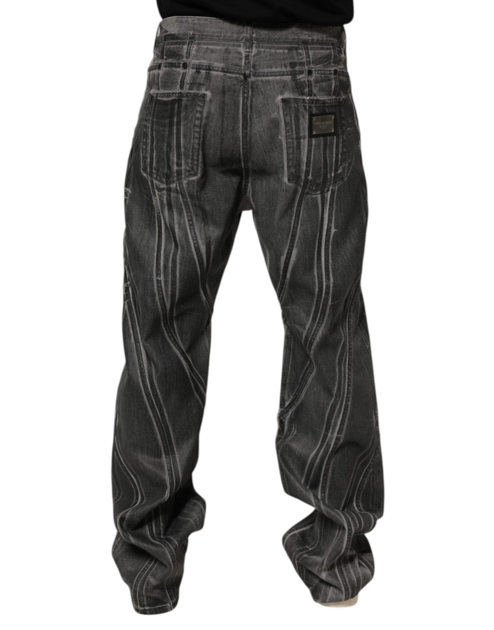 Dolce & Gabbana Black Grey Graphic Print Denim Pants Jeans – IT48 | M par Dolce & Gabbana | Disponible sur Sandy Store ByNet
