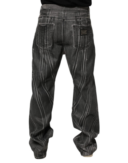 Dolce & Gabbana Black Grey Graphic Print Denim Pants Jeans – IT48 | M par Dolce & Gabbana | Disponible sur Sandy Store ByNet