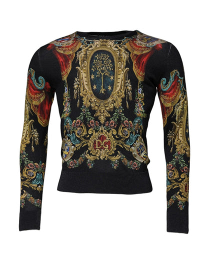 Dolce & Gabbana Black Heraldic DG Silk Round Neck Pullover Sweater – IT46 | S par Dolce & Gabbana | Disponible sur Sandy Store ByNet
