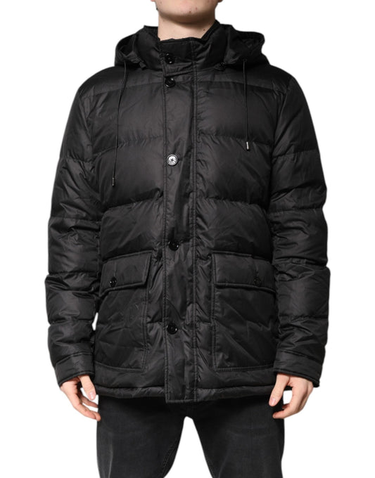 Dolce & Gabbana Black Hooded Parka Coat Winter Jacket – IT52 | XL par Dolce & Gabbana | Disponible sur Sandy Store ByNet