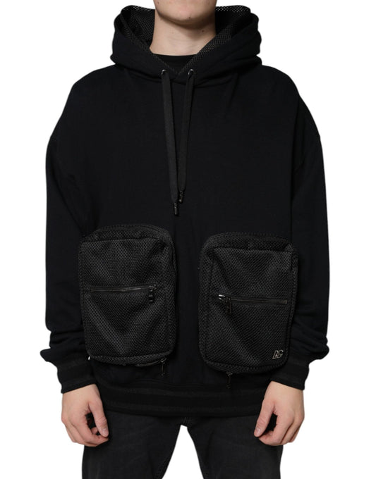 Dolce & Gabbana Black Hooded Pullover Men Sweatshirt Sweater - Sandy Store ByNet