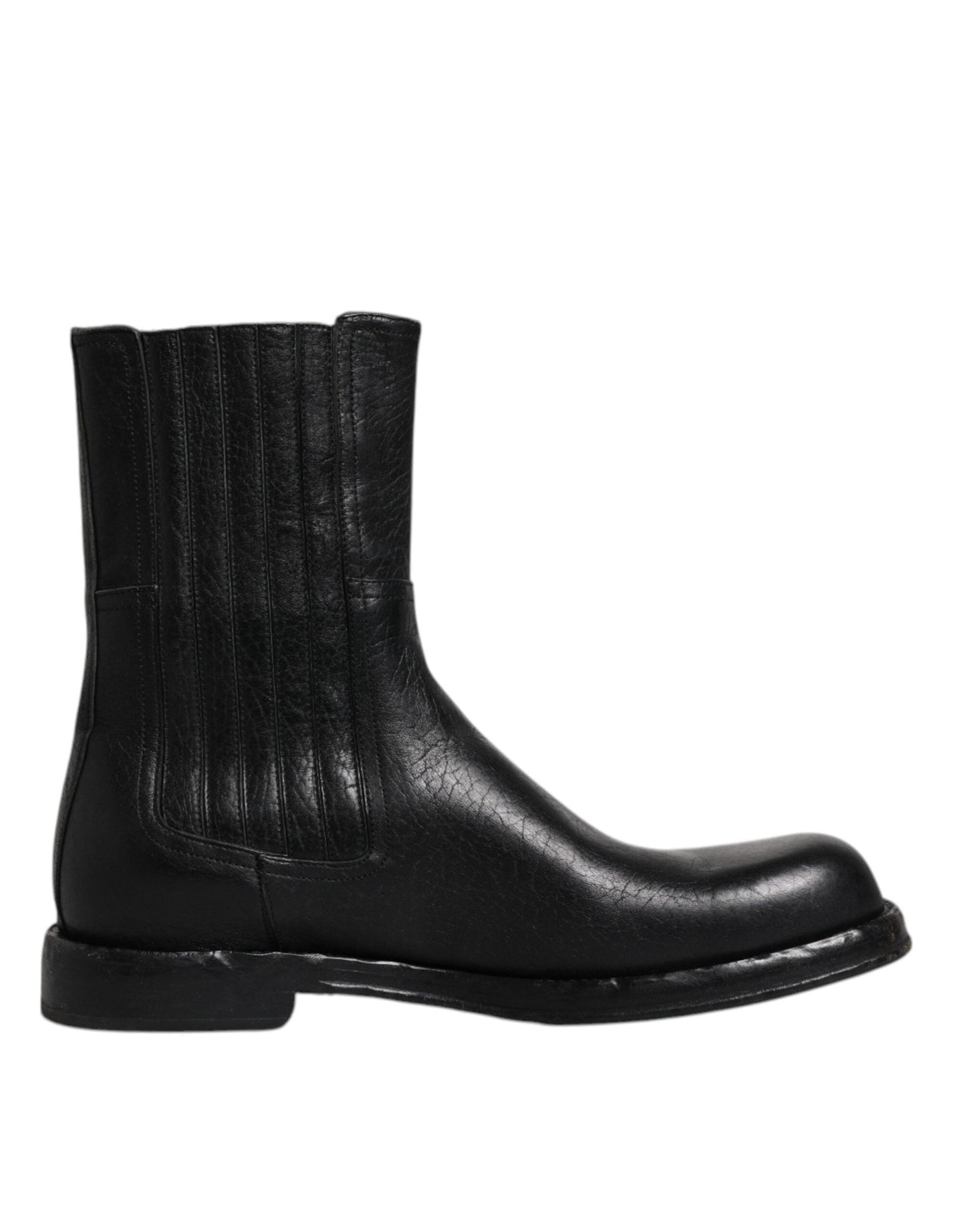 Dolce & Gabbana Black Horse Leather Mid Calf Boots Shoes – EU45/US12 par Dolce & Gabbana | Disponible sur Sandy Store ByNet