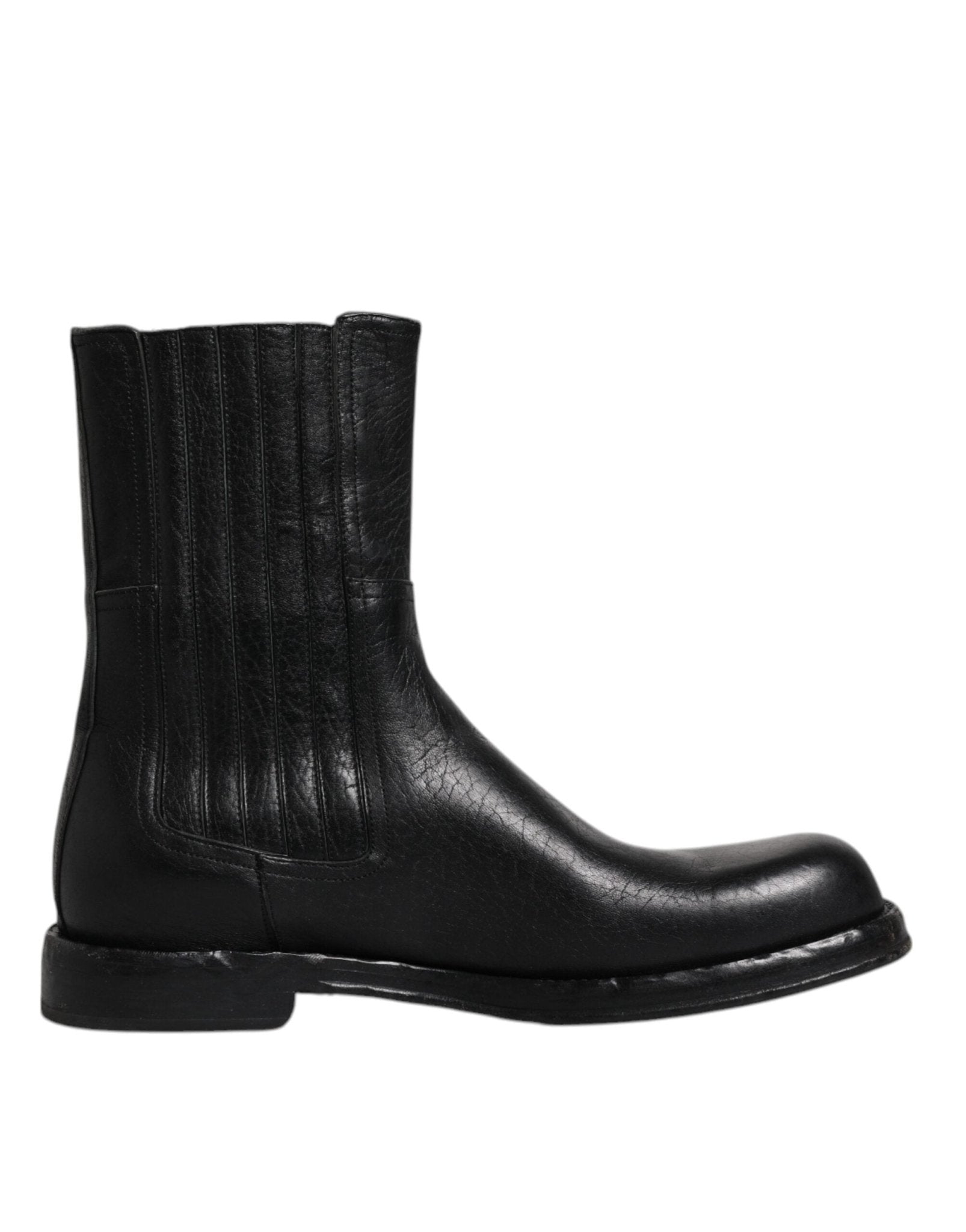 Dolce & Gabbana Black Horse Leather Mid Calf Boots Shoes – EU45/US12 par Dolce & Gabbana | Disponible sur Sandy Store ByNet