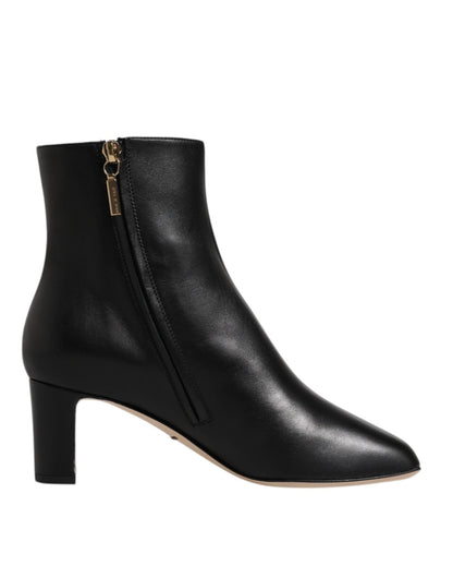 Dolce & Gabbana Black Jackie Leather Mid Calf Boots Shoes - Sandy Store ByNet