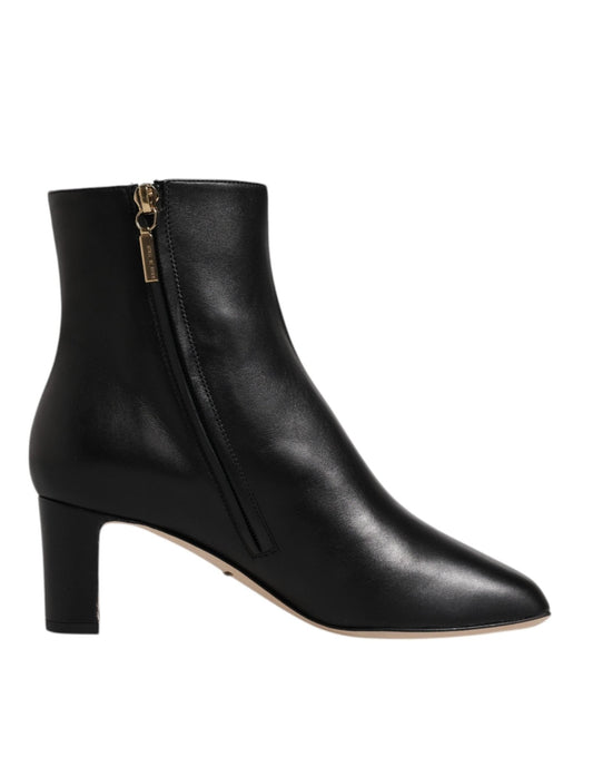 Dolce & Gabbana Black Jackie Leather Mid Calf Boots Shoes - Sandy Store ByNet