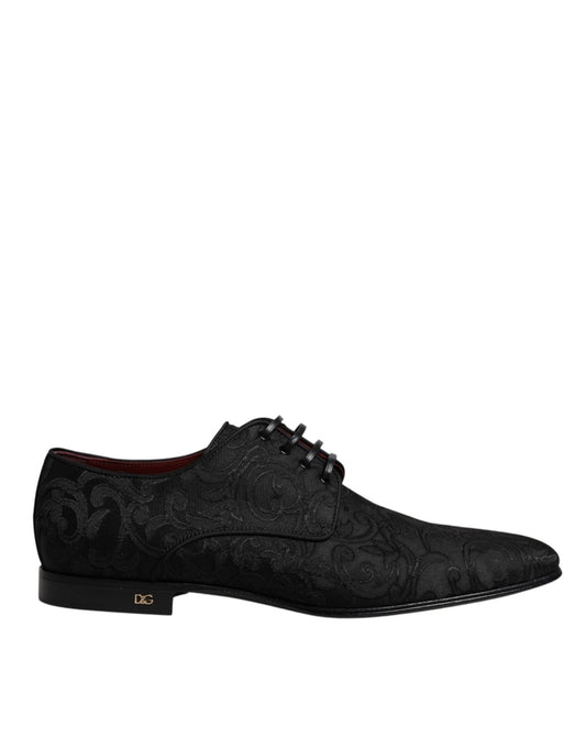 Dolce & Gabbana Black Jacquard Lace Up Derby Dress Shoes - Sandy Store ByNet