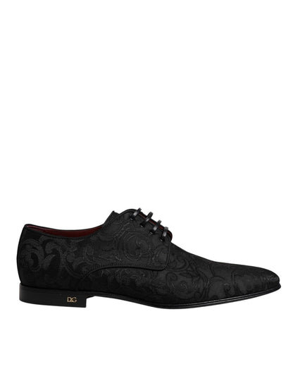 Dolce & Gabbana Black Jacquard Lace Up Derby Dress Shoes - Sandy Store ByNet