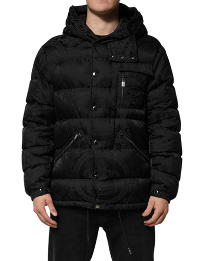 Dolce & Gabbana Black Jacquard Quilted Puffer Hooded Jacket – IT48 | M par Dolce & Gabbana | Disponible sur Sandy Store ByNet