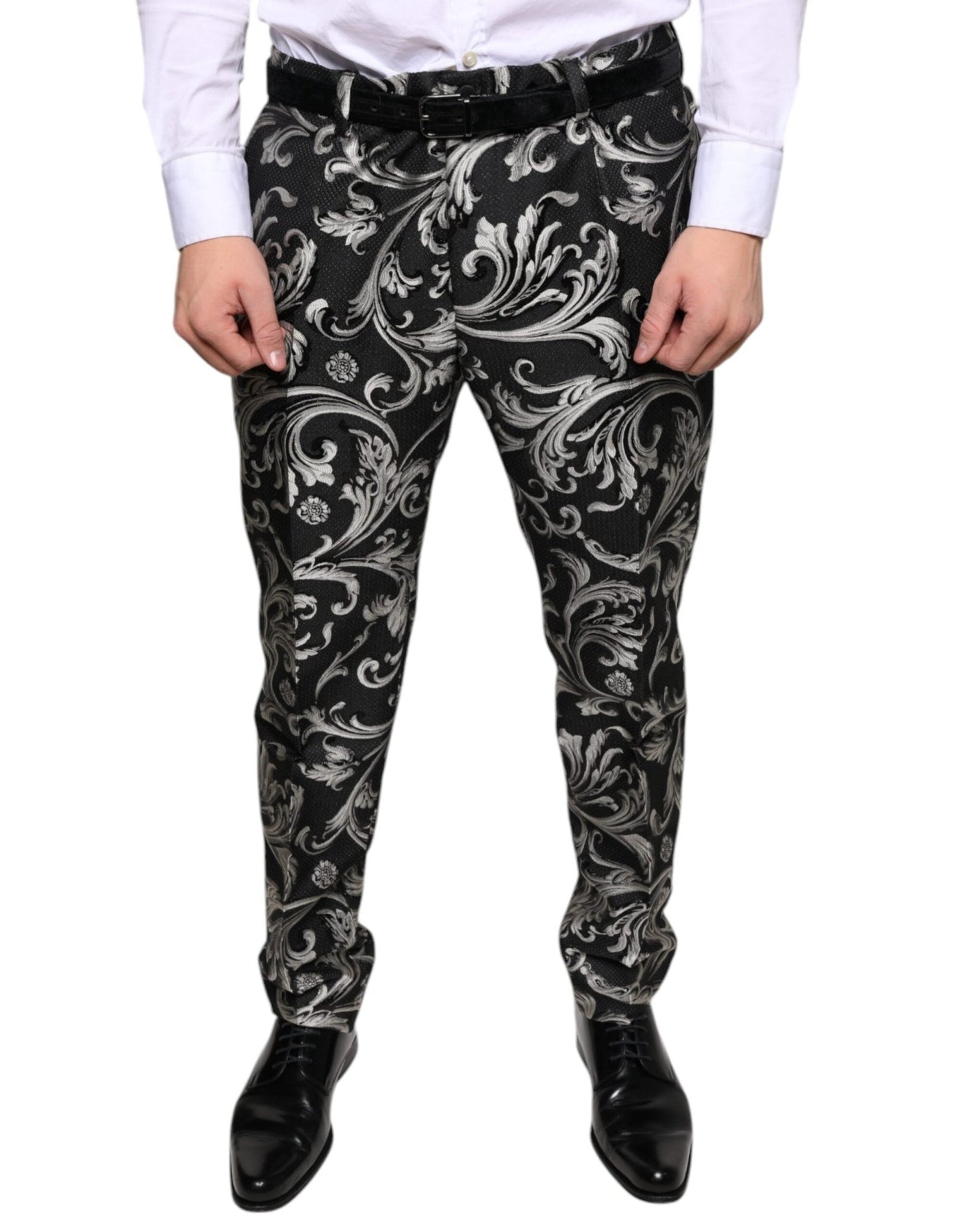 Dolce & Gabbana Black Jacquard Skinny Dress Pants – IT46 | S par Dolce & Gabbana | Disponible sur Sandy Store ByNet