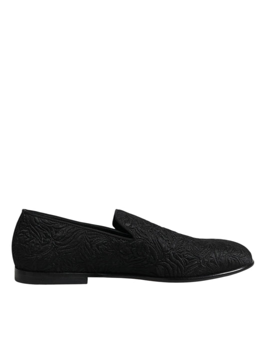 Dolce & Gabbana Black Jacquard Slip On Loafers Formal Shoes – EU40/US7 par Dolce & Gabbana | Disponible sur Sandy Store ByNet