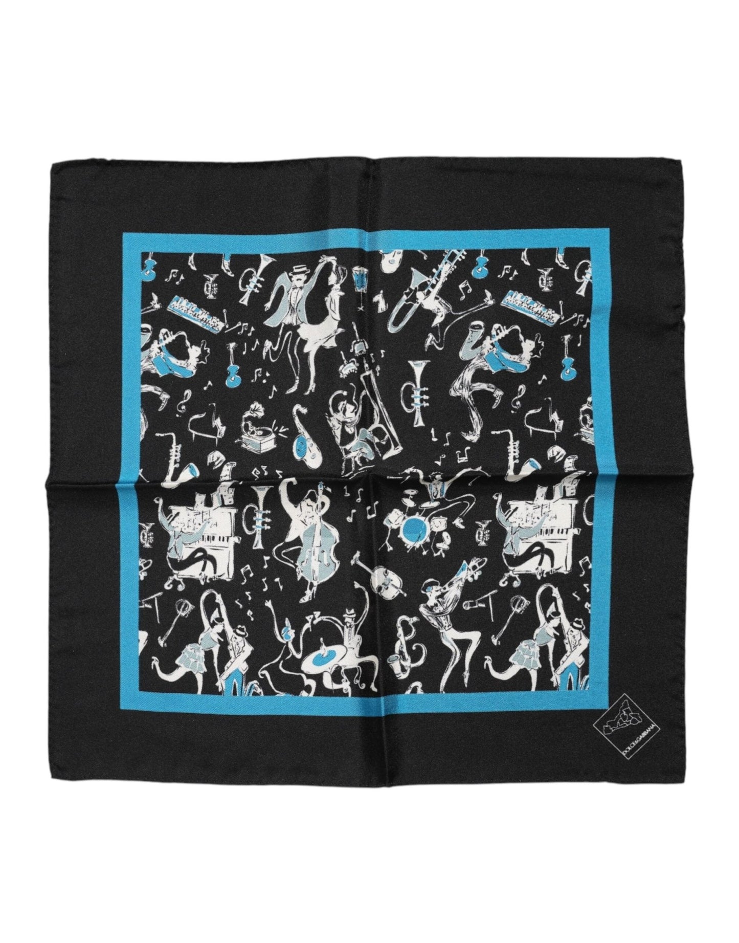Dolce & Gabbana Black Jazz Club Silk Square Men Foulard Scarf – par Dolce & Gabbana | Disponible sur Sandy Store ByNet