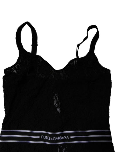 Dolce & Gabbana Black Lace Branded Elastic Lingerie Bodysuit Underwear - Sandy Store ByNet