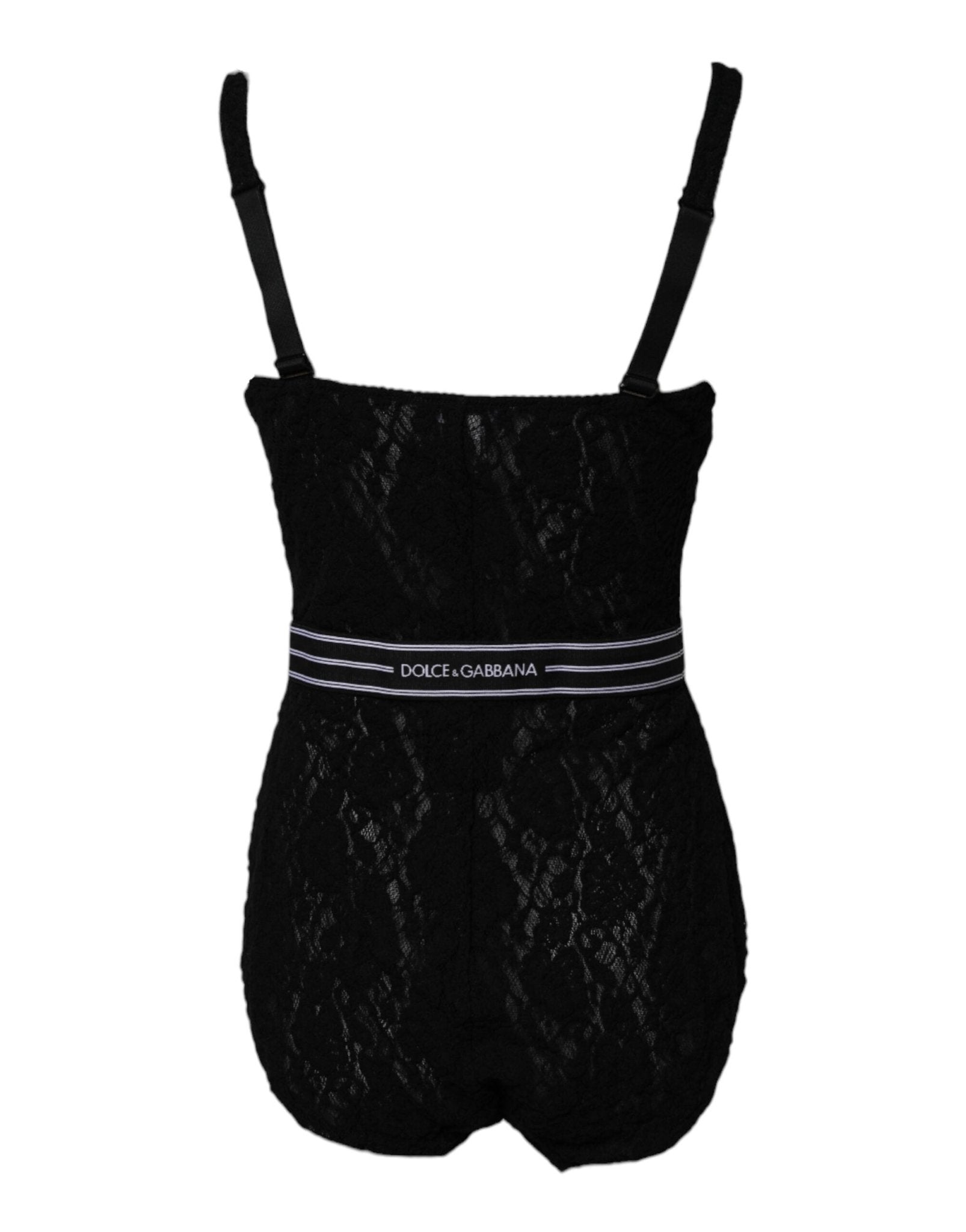 Dolce & Gabbana Black Lace Branded Elastic Lingerie Bodysuit Underwear - Sandy Store ByNet
