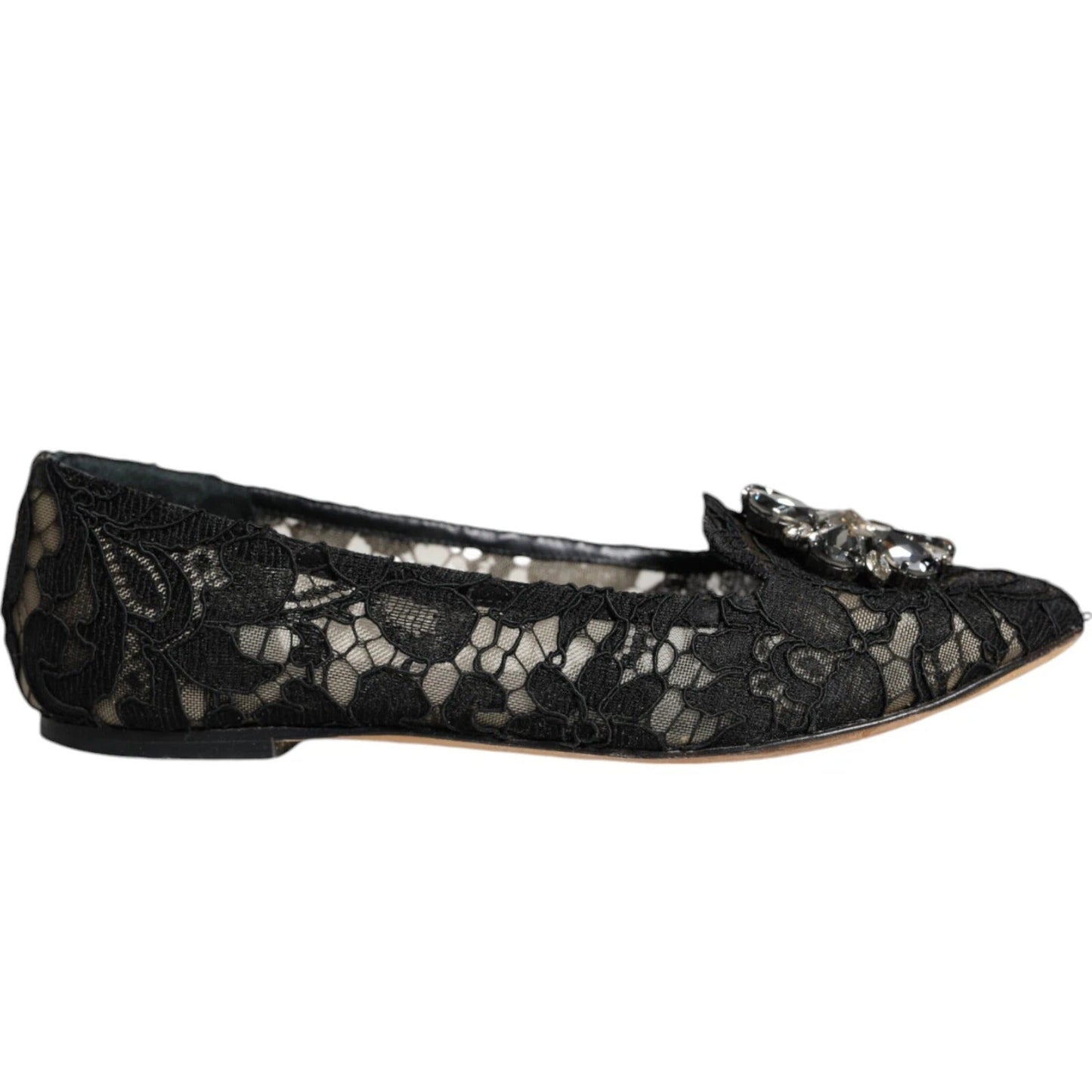 Dolce & Gabbana Black Lace Crystal Ballet Flats Loafer Shoes – EU35/US4.5 par Dolce & Gabbana | Disponible sur Sandy Store ByNet