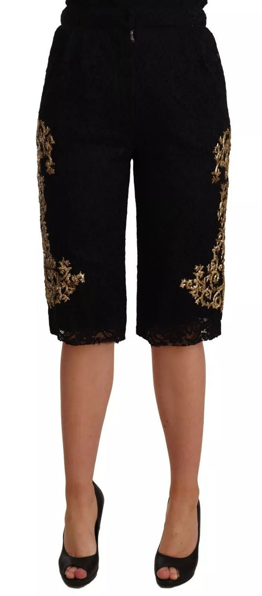 Dolce & Gabbana Black Lace Gold Baroque SPECIAL PIECE Shorts – IT40|S par Dolce & Gabbana | Disponible sur Sandy Store ByNet