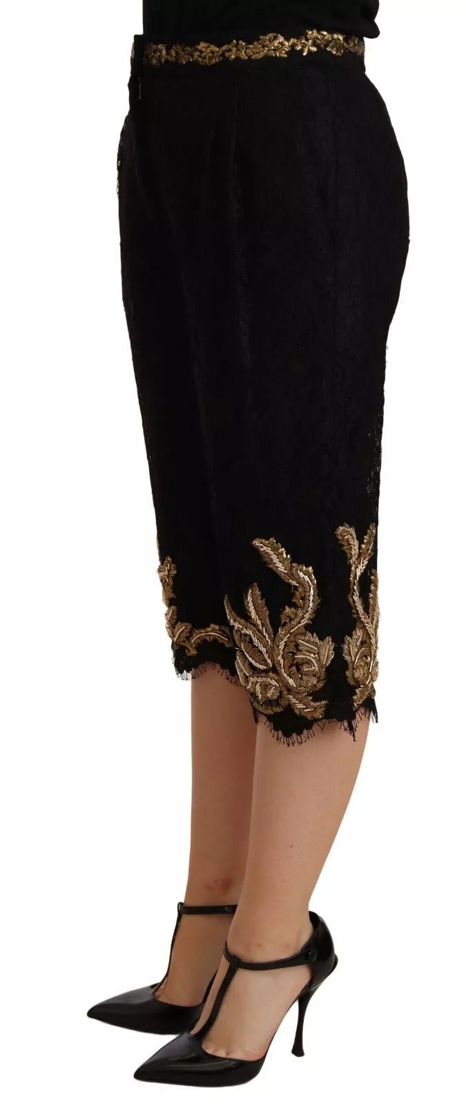Dolce & Gabbana Black Lace Gold Baroque SPECIAL PIECE Shorts – IT40|S par Dolce & Gabbana | Disponible sur Sandy Store ByNet
