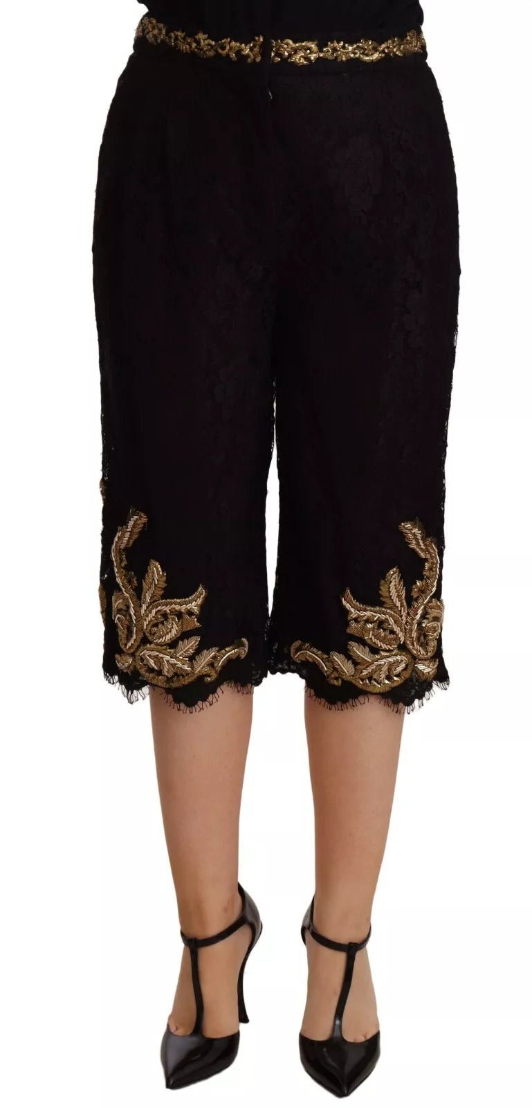 Dolce & Gabbana Black Lace Gold Baroque SPECIAL PIECE Shorts – IT40|S par Dolce & Gabbana | Disponible sur Sandy Store ByNet