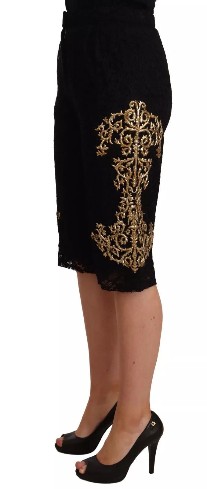Dolce & Gabbana Black Lace Gold Baroque SPECIAL PIECE Shorts – IT40|S par Dolce & Gabbana | Disponible sur Sandy Store ByNet