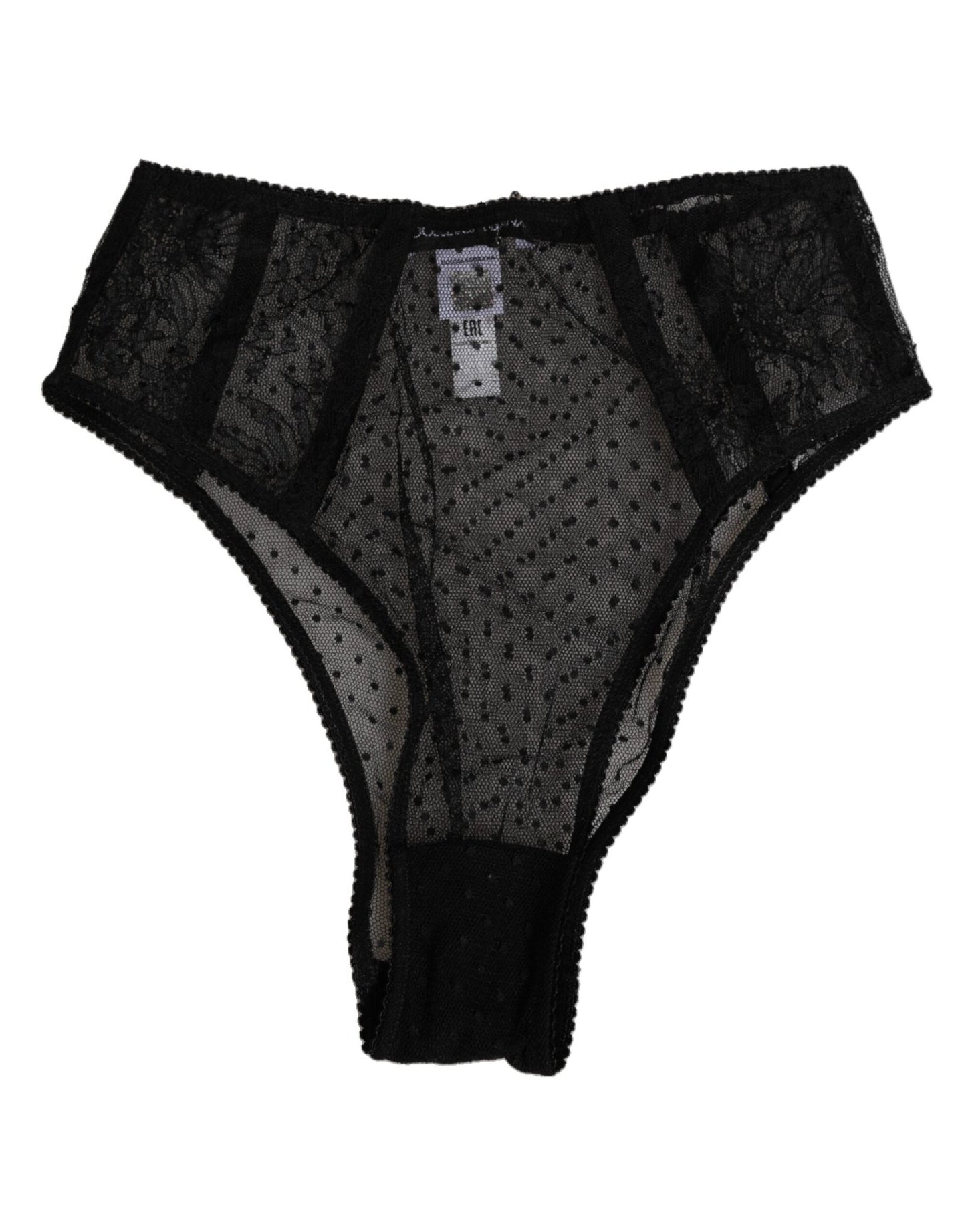 Dolce & Gabbana Black Lace Polka Dot Mesh High Waist Underwear – IT2 | S par Dolce & Gabbana | Disponible sur Sandy Store ByNet