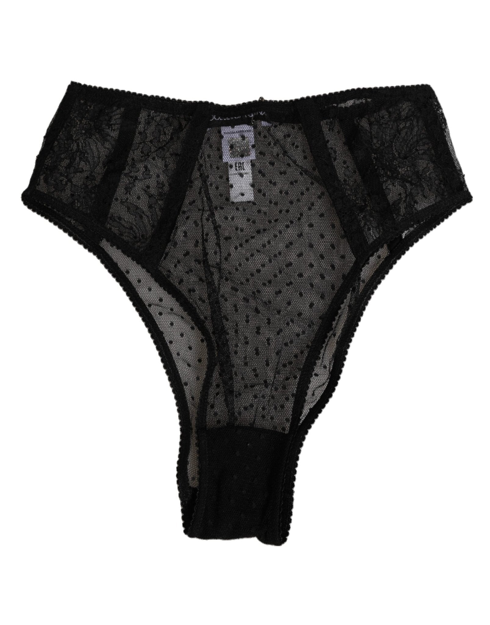 Dolce & Gabbana Black Lace Polka Dot Mesh High Waist Underwear – IT2 | S par Dolce & Gabbana | Disponible sur Sandy Store ByNet
