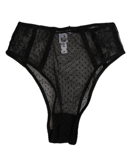 Dolce & Gabbana Black Lace Polka Dot Mesh High Waist Underwear – IT2 | S par Dolce & Gabbana | Disponible sur Sandy Store ByNet