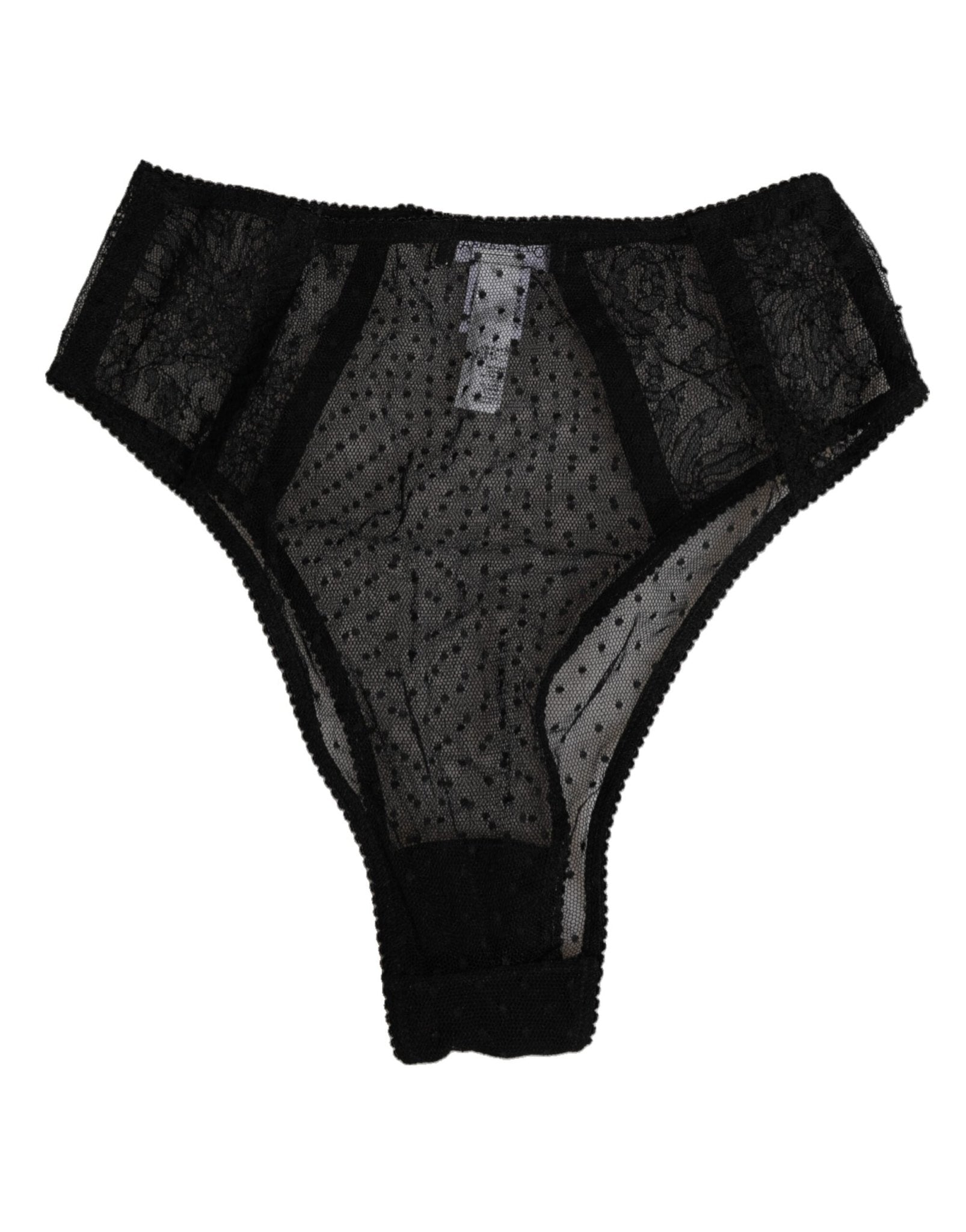 Dolce & Gabbana Black Lace Polka Dot Mesh High Waist Underwear – IT2 | S par Dolce & Gabbana | Disponible sur Sandy Store ByNet