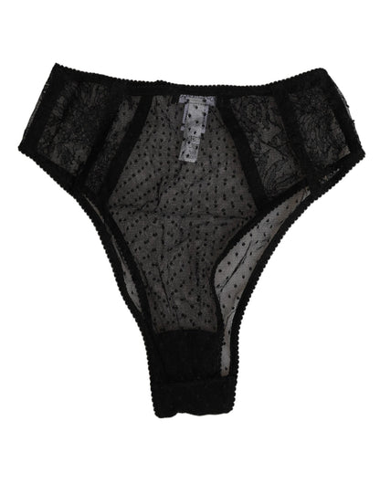 Dolce & Gabbana Black Lace Polka Dot Mesh High Waist Underwear – IT2 | S par Dolce & Gabbana | Disponible sur Sandy Store ByNet