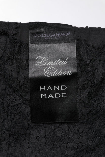 Dolce & Gabbana Black Lace Sheer Sacred Heart Crew Neck Top - Sandy Store ByNet