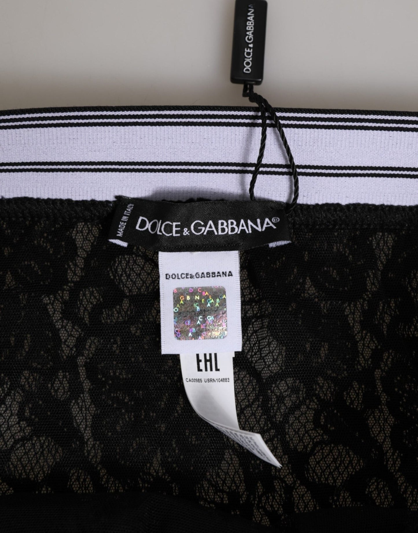 Dolce & Gabbana Black Lace Slip Brief Logo Waistband Underwear – IT1 | XS par Dolce & Gabbana | Disponible sur Sandy Store ByNet