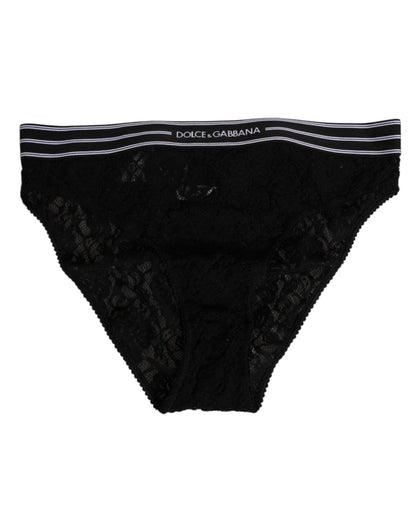Dolce & Gabbana Black Lace Slip Brief Logo Waistband Underwear – IT4 | L par Dolce & Gabbana | Disponible sur Sandy Store ByNet
