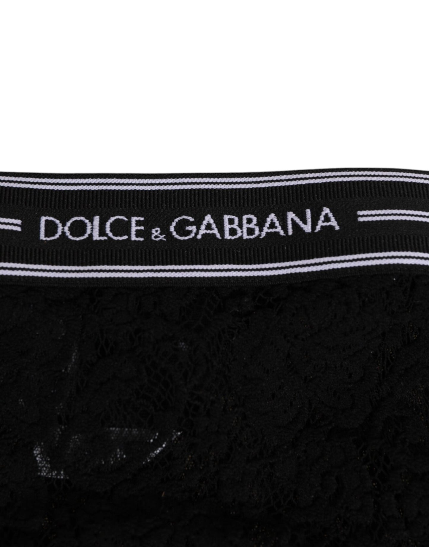 Dolce & Gabbana Black Lace Slip Brief Logo Waistband Underwear – IT4 | L par Dolce & Gabbana | Disponible sur Sandy Store ByNet