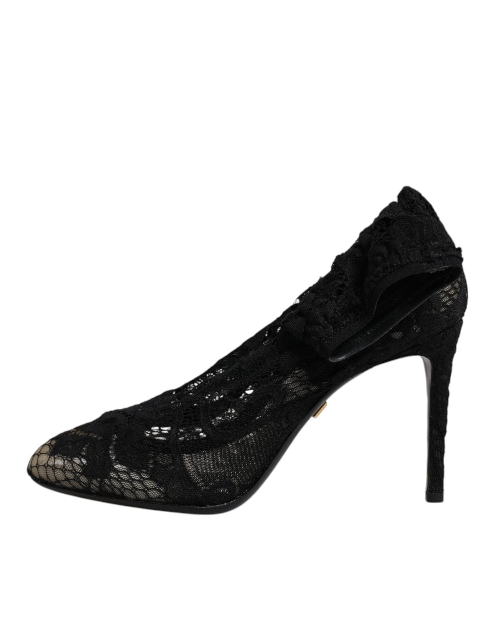 Dolce & Gabbana Black Lace Stretch Heels Mid Calf Boots Shoes – EU37.5/US7 par Dolce & Gabbana | Disponible sur Sandy Store ByNet