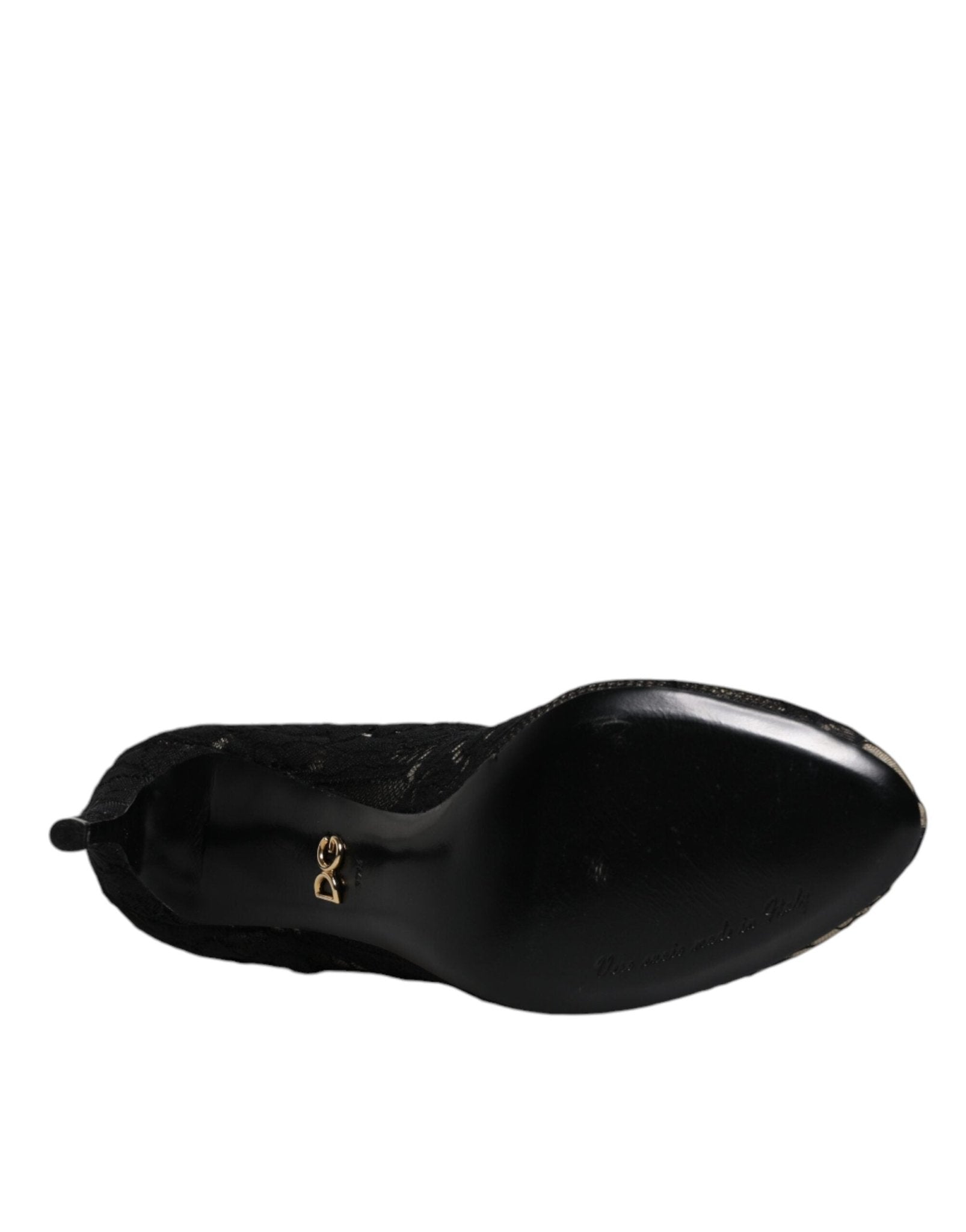 Dolce & Gabbana Black Lace Stretch Heels Mid Calf Boots Shoes – EU37.5/US7 par Dolce & Gabbana | Disponible sur Sandy Store ByNet