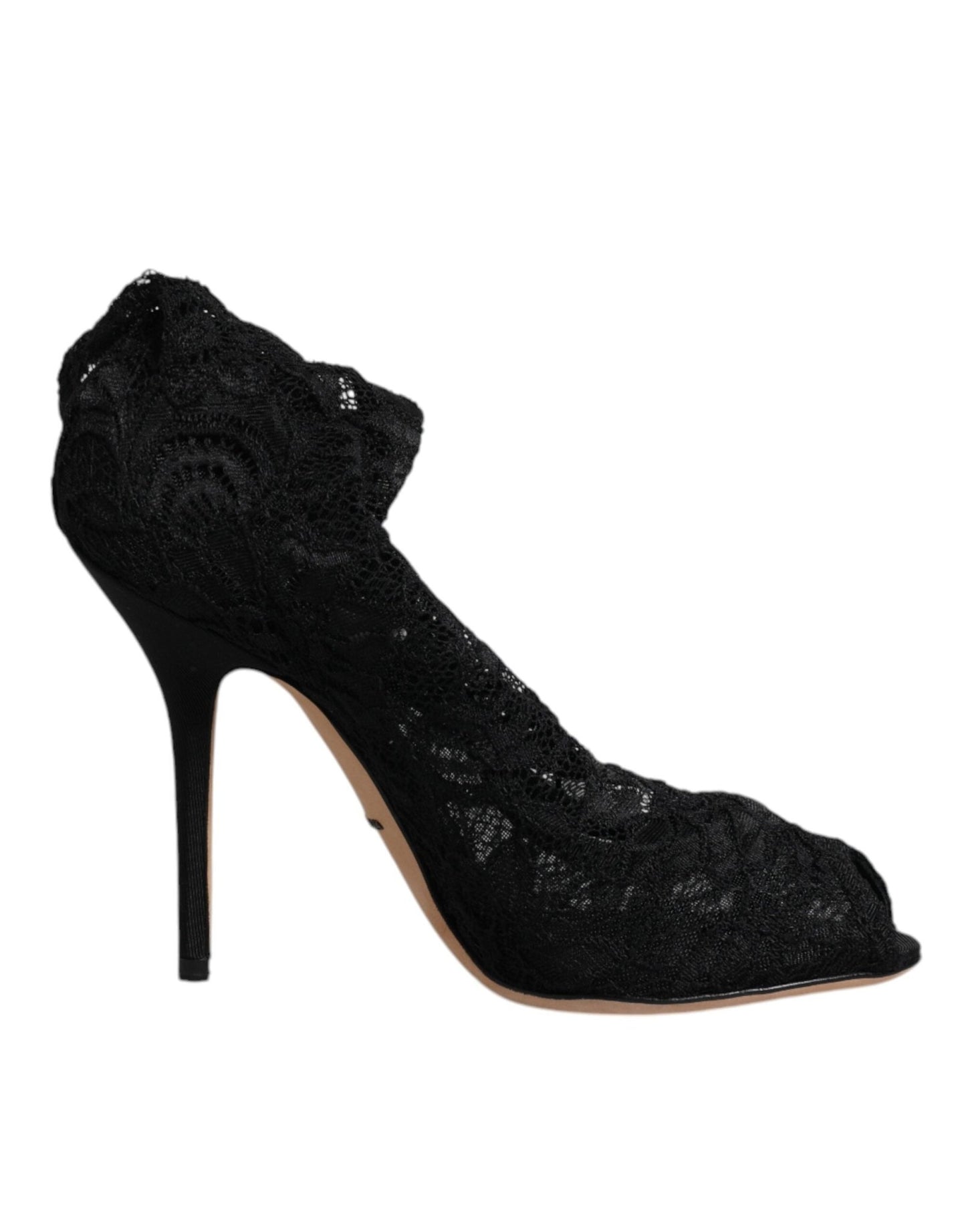 Dolce & Gabbana Black Lace Stretch Heels Mid Calf Boots Shoes - Sandy Store ByNet