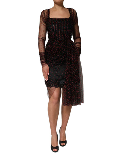 Dolce & Gabbana Black Lace Trim Long Sleeve Sheath Mini Dress – IT40|S par Dolce & Gabbana | Disponible sur Sandy Store ByNet