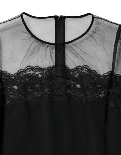Dolce & Gabbana Black Lace Trim Nylon Tulle SheathMidi Dress – IT38 | XS par Dolce & Gabbana | Disponible sur Sandy Store ByNet