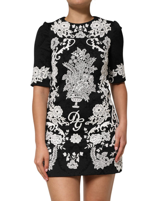 Dolce & Gabbana Black Lace Trim Short Sleeves A - line Dress – IT36|XXS par Dolce & Gabbana | Disponible sur Sandy Store ByNet