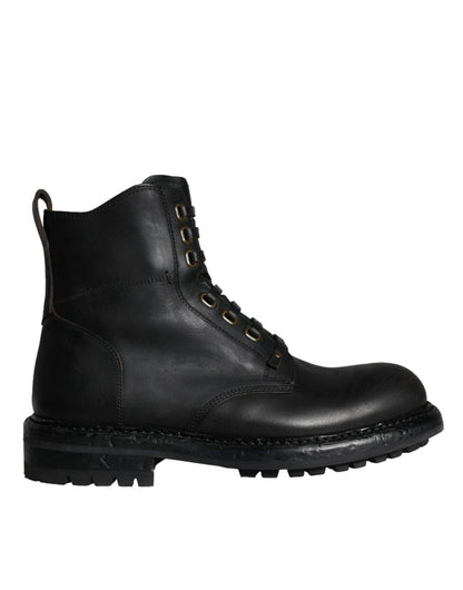 Dolce & Gabbana Black Lace Up Mid Calf Boots Men Shoes – EU40/US7 par Dolce & Gabbana | Disponible sur Sandy Store ByNet