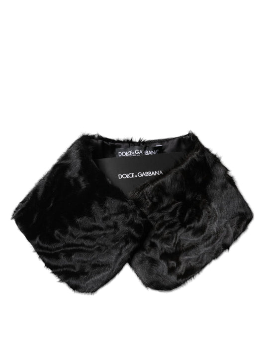 Dolce & Gabbana Black Lamb Fur Collar Women Neck Wrap Scarf - Sandy Store ByNet