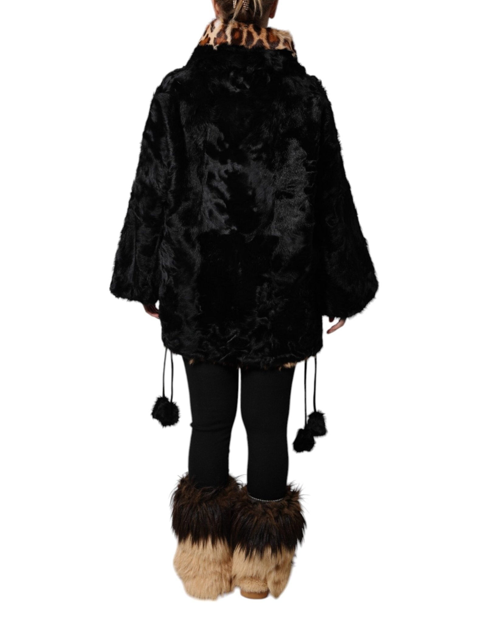 Dolce & Gabbana Black Lamb Fur Short Women Coat Jacket - Sandy Store ByNet