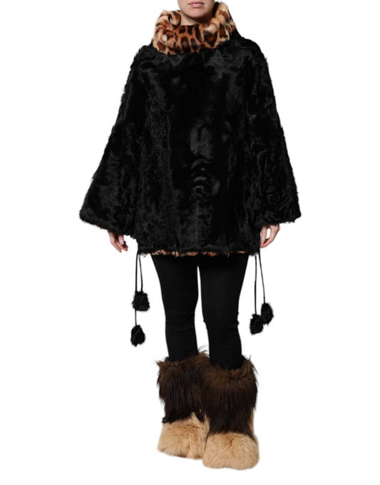 Dolce & Gabbana Black Lamb Fur Short Women Coat Jacket - Sandy Store ByNet
