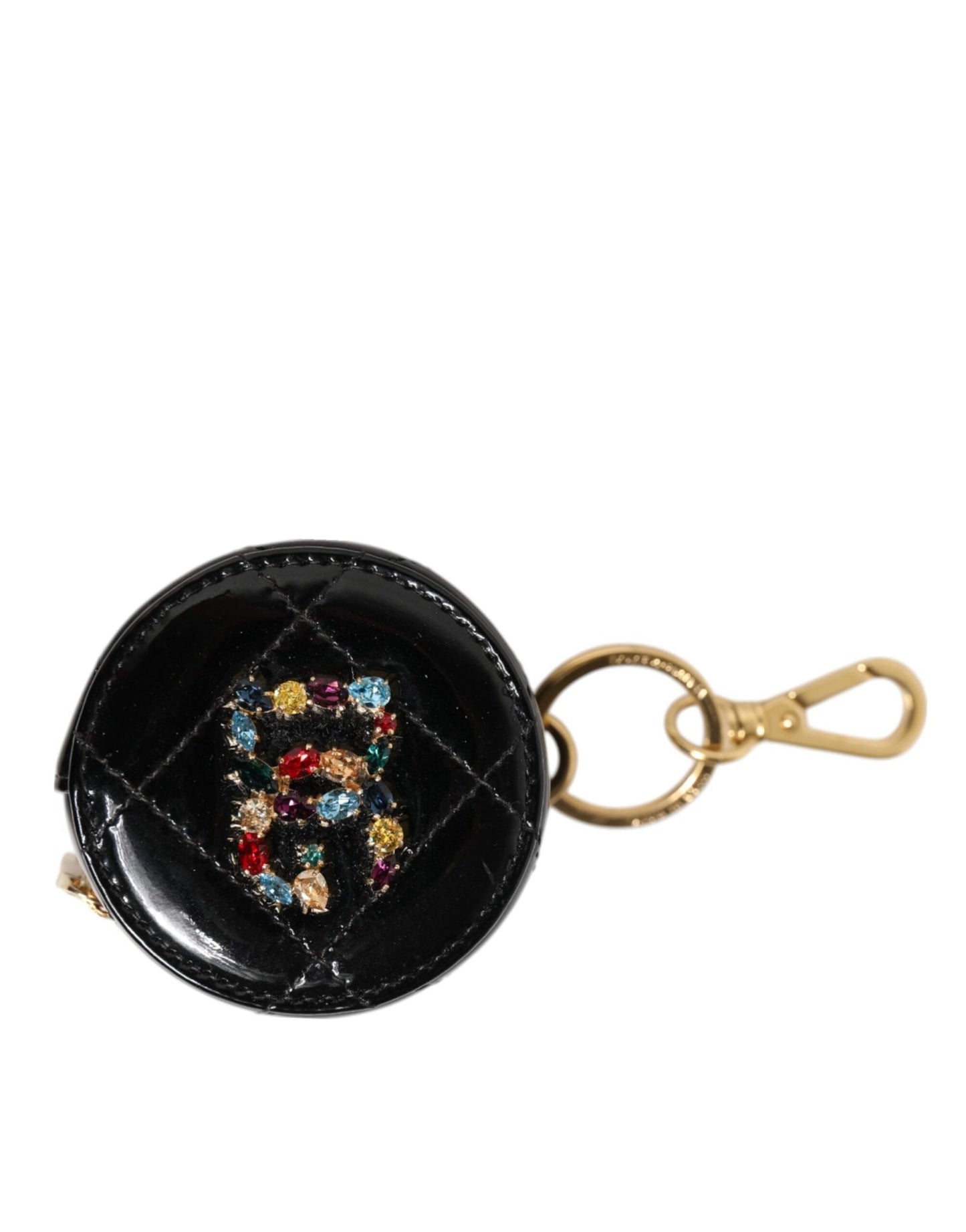 Dolce & Gabbana Black Lamb Leather DG Crystal Logo Round Coin Purse Wallet – par Dolce & Gabbana | Disponible sur Sandy Store ByNet