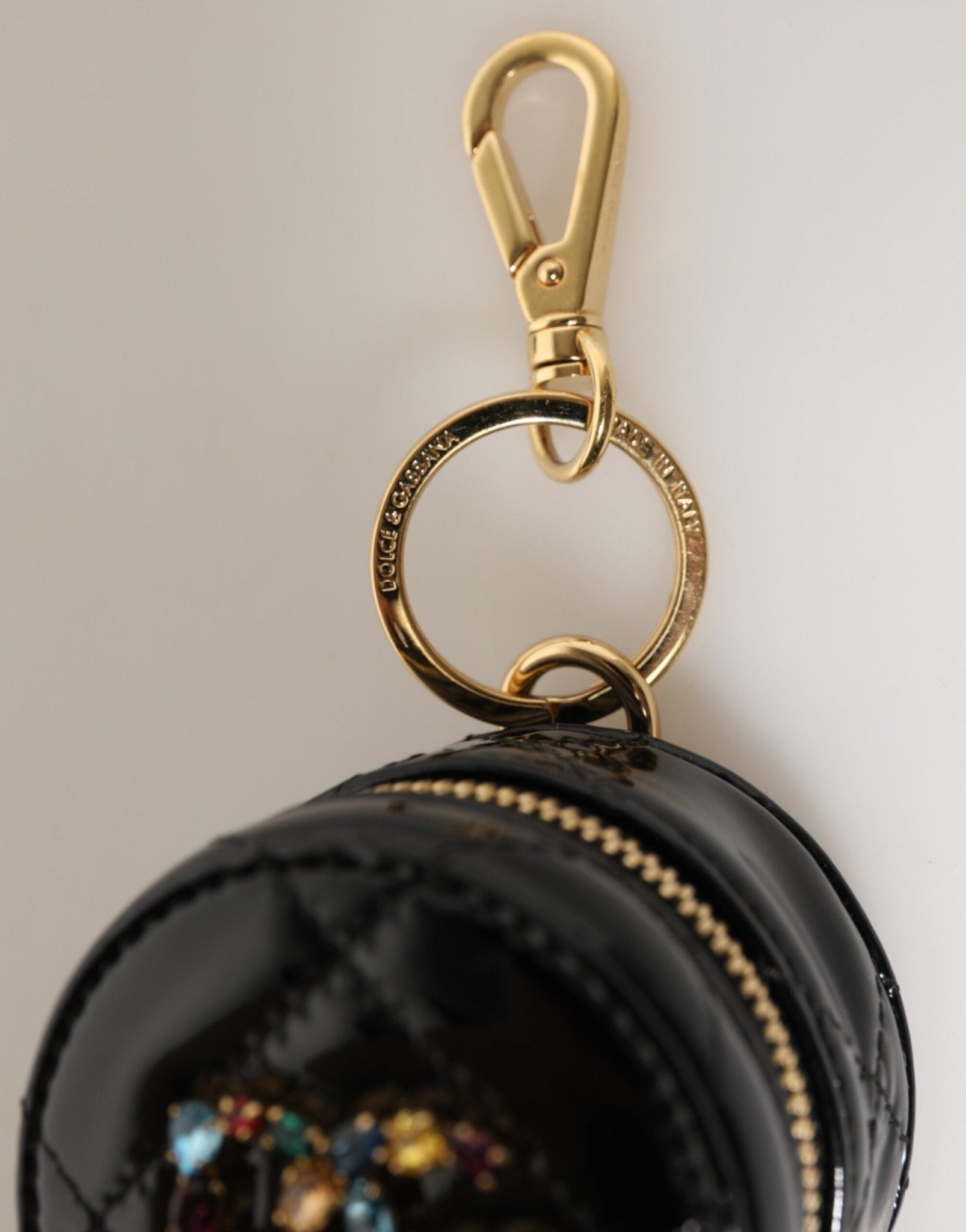 Dolce & Gabbana Black Lamb Leather DG Crystal Logo Round Coin Purse Wallet – par Dolce & Gabbana | Disponible sur Sandy Store ByNet